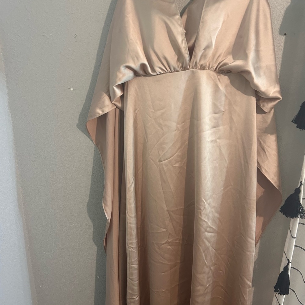 Elegant Tan Satin Dress